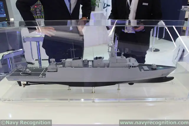 At NAVDEX 2015 naval defense exhibition which was taking place in Abu Dhabi, UAE, last week, Navantia unveiled the F-538 frigate design it is proposing for the Peruvian Navy. Navantia representatives at NAVDEX 2015 told Navy Recognition that this new Frigate design is based on the proven AVANTE 3000/2400 design. This new design incorporates lessons learned in building the Spanish F-100, Norwegian F-310 and Australian AWS destroyers.