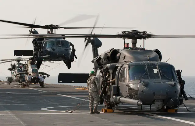 From 1 to 3 October 2011, a detachment of US Air Force’s Personal Recovery (PR) with HH60G Pave Hawk was operating from the French Navy’s Tonnerre BPC (Mistral Class LHD) offshore Sirte, Libya.