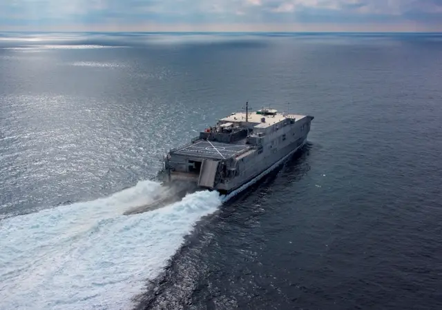 The US Navy's first joint high-speed vessel, USNS Spearhead (JHSV 1), made a brief stop at Naval Station Mayport Feb. 14 to introduce the ship to Commander, U.S. 4th Fleet on its way to its new homeport in Little Creek, Va. The port call is an opportunity for senior officials and military personnel from U.S. 4th Fleet to visit the ship and receive capability briefings for future operational planning.