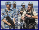 The guided-missile destroyer USS Mason (DDG 87) participated in a counter piracy exercise in the Gulf of Aden with elements of the Chinese People's Liberation Army (Navy) (PLA(N)), Aug. 24-25. Mason joined Chinese destroyer Harbin (DDG 112) and Chinese auxiliary replenishment oiler Weishanhu (AO 887) to conduct a series of evolutions including combined visit, board, search and seizure (VBSS), live-fire proficiency, and aviation operations to enhance bilateral interoperability in the U.S. 5th Fleet area of responsibility (AOR).