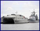 The US Navy's first joint high-speed vessel, USNS Spearhead (JHSV 1), made a brief stop at Naval Station Mayport Feb. 14 to introduce the ship to Commander, U.S. 4th Fleet on its way to its new homeport in Little Creek, Va. The port call is an opportunity for senior officials and military personnel from U.S. 4th Fleet to visit the ship and receive capability briefings for future operational planning.
