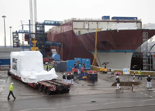 Rolls-Royce, the global power systems company, has this week successfully completed the installation of the first MT30 gas turbine into the Royal Navy’s new aircraft carrier HMS Queen Elizabeth, at Babcock’s Rosyth shipyard in Scotland.