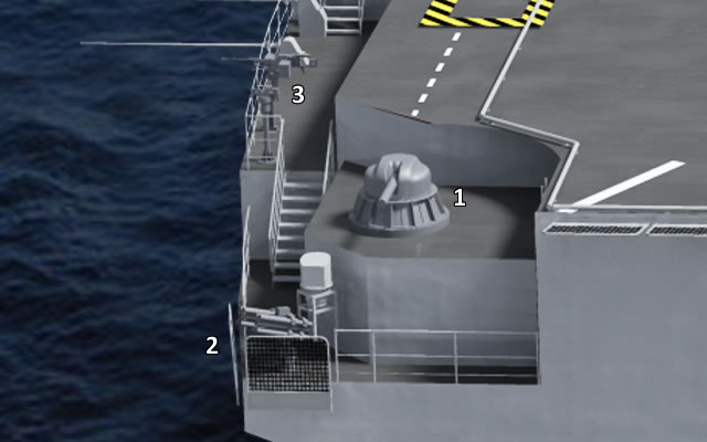 At the bow, starboard side of Vladivostok, the following weapon systems are expected to be fitted: