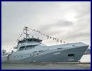 The Almak, Maritime Training Vessel (MTV) of 44 meters, was officially delivered today by Piriou group during a launching ceremony held in Concarneau, in the presence of the painter Anne Smith, patron of the vessel and official painter to the French Navy. The Almak is the result of close collaboration between DCI and Piriou who created the company navOcéan in July 2012 to build an MTV.