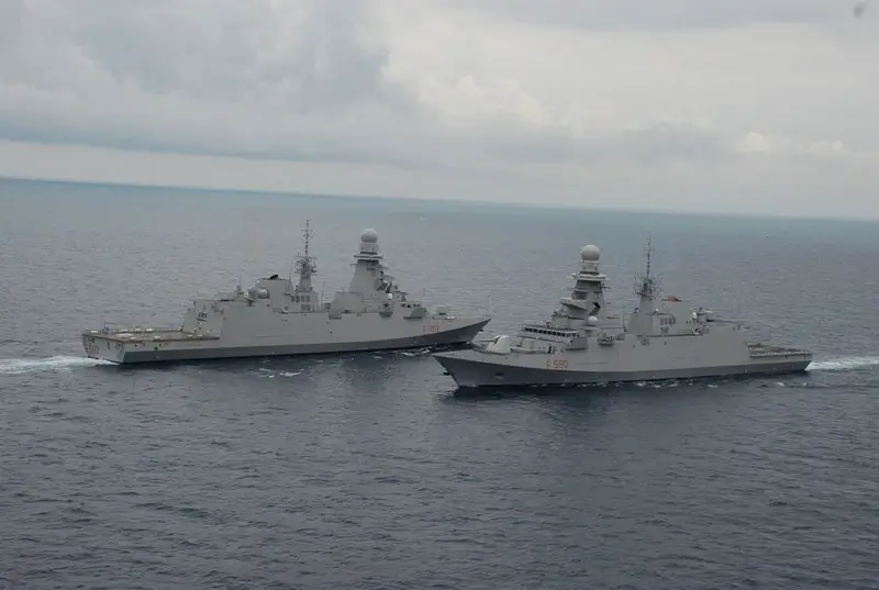 Italian Navy's two variants of the FREMM: ASW FREMM Carlo Margottini (background) and General Purpose FREMM Carlo Bergamini (foreground). Italian Navy picture. 