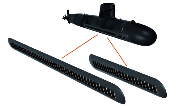 Thales Underwater Systems PFAS set up on a Scorpene class submarine