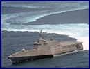 Chief of Naval Operations (CNO) Adm. Jonathan Greenert and Rep. Jeff Miller (R-Fla.) stressed the versatility of the Independence-Class Littoral Combat Ships (LCS) April 1 at a press conference on board Naval Air Station (NAS) Pensacola. After touring the USS Independence (LCS 2) with the congressman, the CNO highlighted the value of the LCS's ability to be repackaged for multiple missions. 