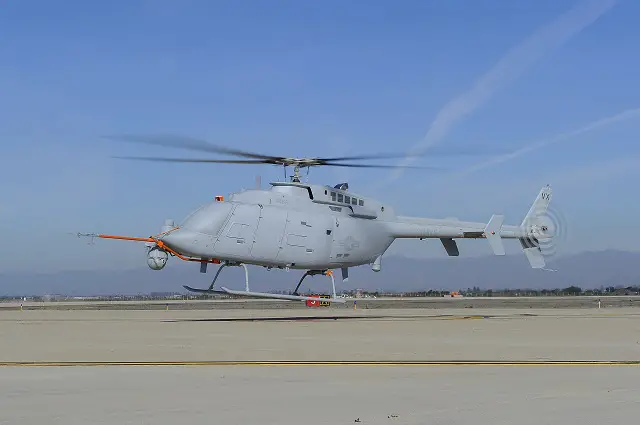 The second MQ-8C Fire Scout unmanned helicopter conducts its first test flight Feb. 12 from Naval Base Ventura County at Point Mugu, Calif.  The first aircraft completed its initial flight in October 2013 and has flown 66 hours to date. The MQ-8C air vehicle upgrade will provide longer endurance, range and greater payload capability than the MQ-8B, which is currently deployed aboard USS Elrod (FFG 55) in the Mediterranean.