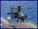 AH-64E Apache Guardians from 1st Armed Reconnaissance Battalion, 25th Aviation Regiment, 25th Combat Aviation Brigade, 25th Infantry Division, conducted deck landing qualifications aboard the amphibious assault ship USS Peleliu (LHA 5) off the coast of Hawaii, July 19, as part of the Navy’s Rim of the Pacific Exercise 2014.