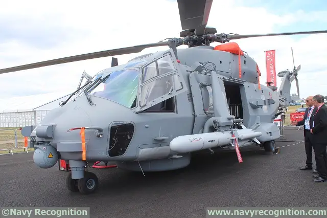 Navy Recognition learned during the Farnborough International Airshow 2014 that NHIndustries and MBDA started integration of the MARTE ER (Extended Range) anti-ship missile on the NH90 NFH maritime helicopter. NHI and MBDA representatives explained that fitting trials already occured in June 2014 while flight and separation tests were planned for the fall of 2014.