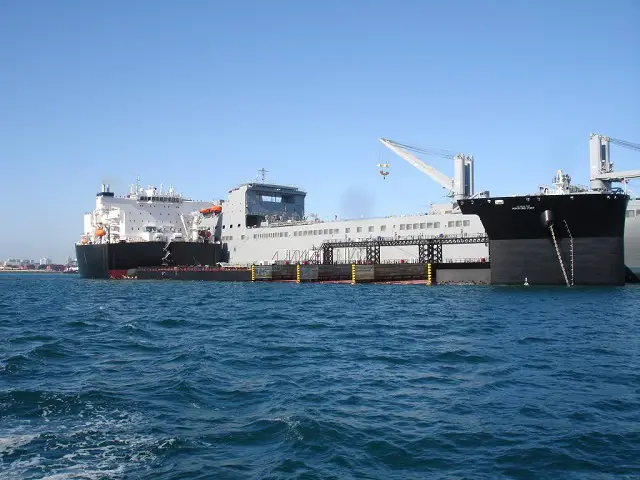 The U.S. Navy successfully completed Landing Craft Air Cushion (LCAC) interface tests off the coast of Camp Pendleton June 13, aboard the Navy's first Mobile Landing Platform, USNS Montford Point (MLP 1).