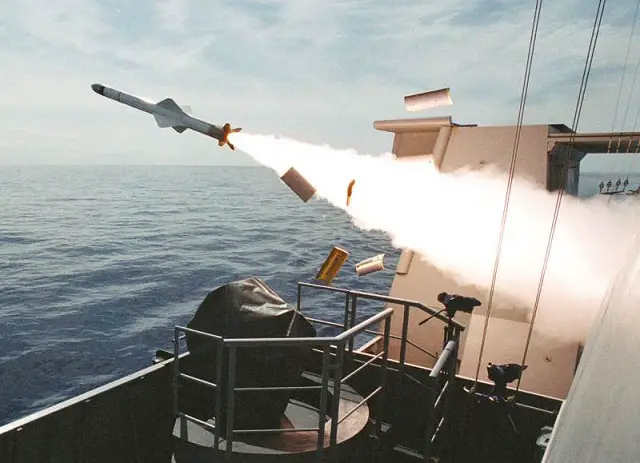 French Navy Lafayette Frigate Salvo Fires Two MM40 Block II Exocet Anti