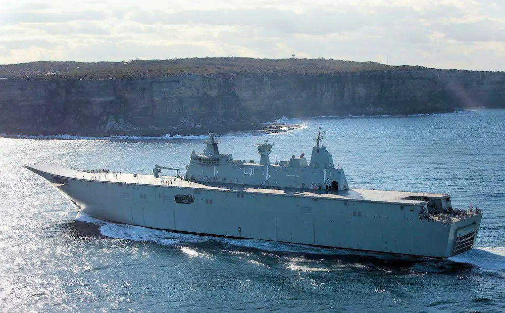 Williamstown, Victoria: NUSHIP Adelaide, Australia’s second Landing Helicopter Dock (LHD) ship, is successfully completing her second and final sea trials in Port Phillip Bay. The 27,800 tonne warship will return to BAE Systems’ Williamstown shipyard later today where she will then be prepared for delivery to the Department of Defence’s Capability Acquisition and Sustainment Group (CASG) and the Royal Australian Navy (RAN).