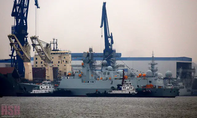The 21st Type 054A Frigate launched on 22 January 2015 at Hudong shipyard in China.