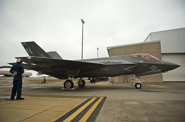 The first F-35C Lightning II, carrier variant, for the U.S. Marine Corps touched-down on the flight line here, Jan. 13, from the Lockheed Martin plant in Fort Worth, Texas, to begin training in support of carrier-based operations.
