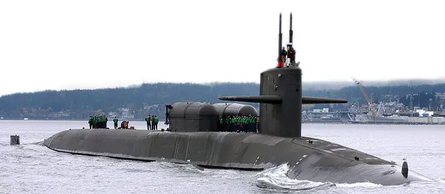 Two Dry Deck Shelters fitted on a Virgnia class SSN. Picture: Oceaneering