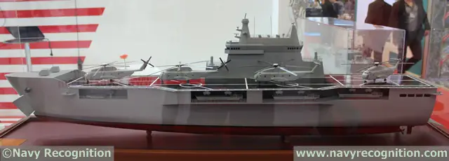 During the IDEF 2015 defense exhibition (held recently in Istanbul, Turkey) Turkish shipyard ADIK (Anadolu Shipyard) unveiled a fairly unique Landing Helicopter Dock (LHD) concept: The design has a flat top to accomodate several helicopters as well as a well deck like any LHD, but it is also uniquely fitted with a large door at its bow, similar to Russia's Ivan Gren class). This LHD design would therefore be able to perform beaching operations like a Landing Ship Tank (LST).