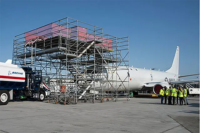 The U.S. Navy's Naval Air Systems Command (NAVAIR) released pictures showing the P-8A Poseidon Integrated Test Team (ITT) conducting air-to-air refueling (AAR) ground testing on a P-8A Poseidon maritime patrol aircraft. 