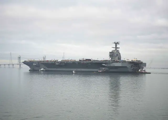 The U.S. Navy announced that the delivery of Gerald R. Ford (CVN 78), first ship of the new Ford class of aircraft carriers, will be delayed six to eight weeks as more tests are needed before the vessel can start its sea trials campaign. The original delivery date was set for March 31, 2016.