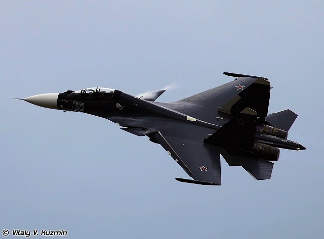 Su-30SM of the Russian Navy Black Sea Fleet in demonstration at MAKS 2015. Picture: V. Kuzmin