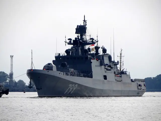 The Project 11356 frigate Admiral Makarov built at the Yantar Shipyard in Kaliningrad in west Russia sailed to the Baltic sea for the first time to conduct sea trials, according to the press department of the shipyard (a subsidiary of the United Shipbuilding Corporation, Russian acronym: OSK).