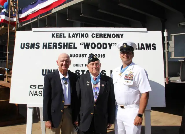 On Tuesday, August 2, General Dynamics NASSCO hosted a keel laying ceremony for the future USNS Hershel “Woody” Williams, the U.S. Navy’s second Expeditionary Sea Base (ESB) currently under construction at the company’s San Diego shipyard.