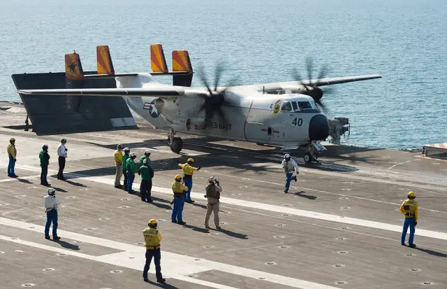 The C-2A Greyhound carrier about to be launched from aircraft carrier Charles de Gaulle