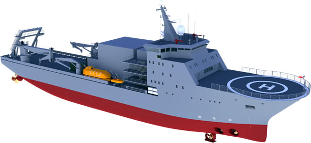 Scale model of THV Galatea on Remontowa stand at MSPO 2015. A multi-function rescue vessel could be based on the same design.