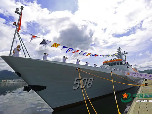 A commissioning, naming and flag-presenting ceremony of the new Qujing corvette (hull number 508) of the People's Liberation Army Navy (PLAN or Chinese Navy) was held solemnly at Yulin Naval Base located in the Yalong Bay (city of Sanya) on Hainan island. The event means that the vessel is officially commissioned to the PLAN. Qujing is the twenty-sixth