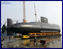 Pictures have emerged showing Indonesian Navy's (TNI AL) first Type 209/1200 Chang Bogo Class diesel electric submarine (SSK) derivative out of the construction hall at DSME (Daewoo Shipbuilding & Marine Engineering Co., Ltd) shipyard in South Korea.