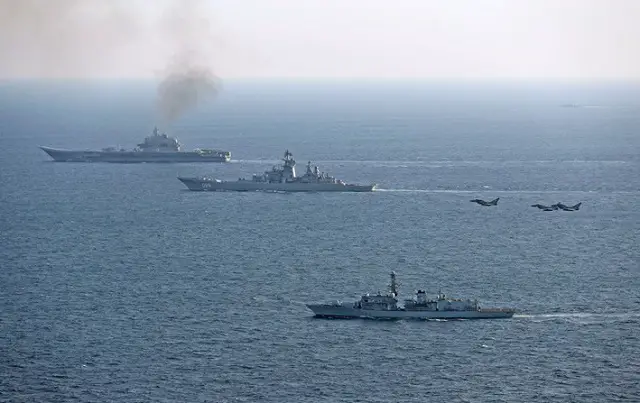 Royal Navy HMS St Albans RAF Typhoons Monitoring Kuznetsov CSG