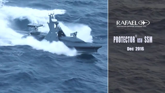 Rafael Protector USV Spike missile test