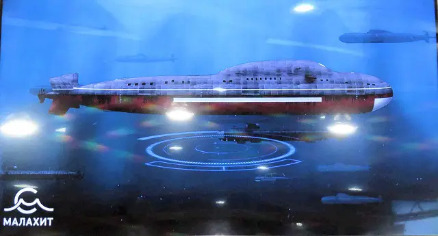 Artist impression of "Husky" project as shown by Malachite (JSC «Saint-Petersburg Marine Design Bureau «Malachite») during a defense exhibition in 2016.