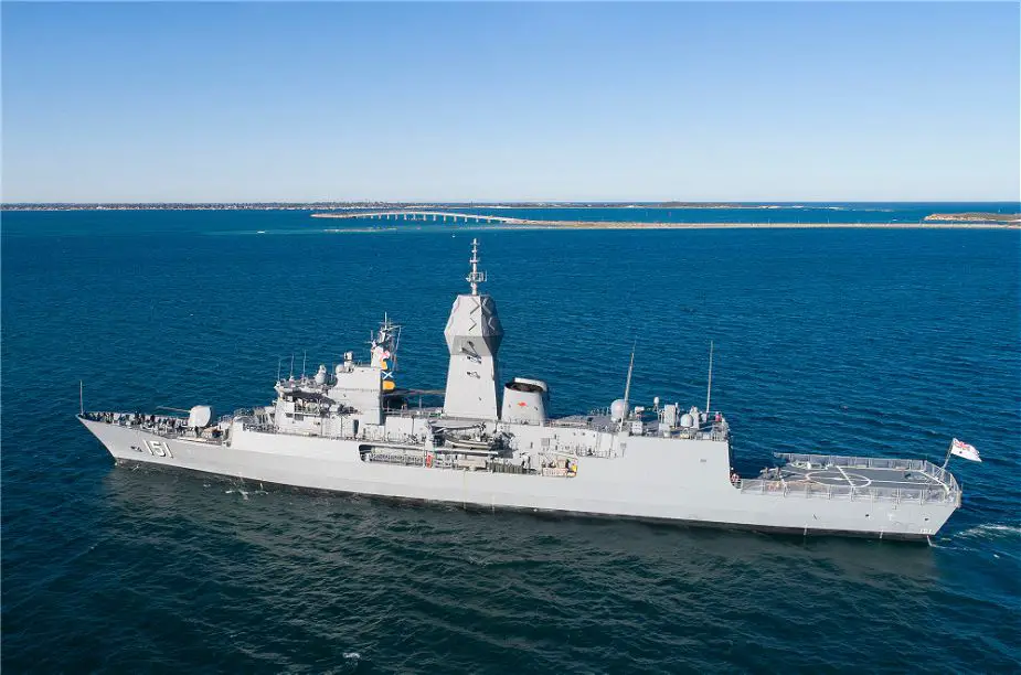 Sea trials for upgraded HMAS Arunta ANZAC class frigate of Australian Navy 925 001