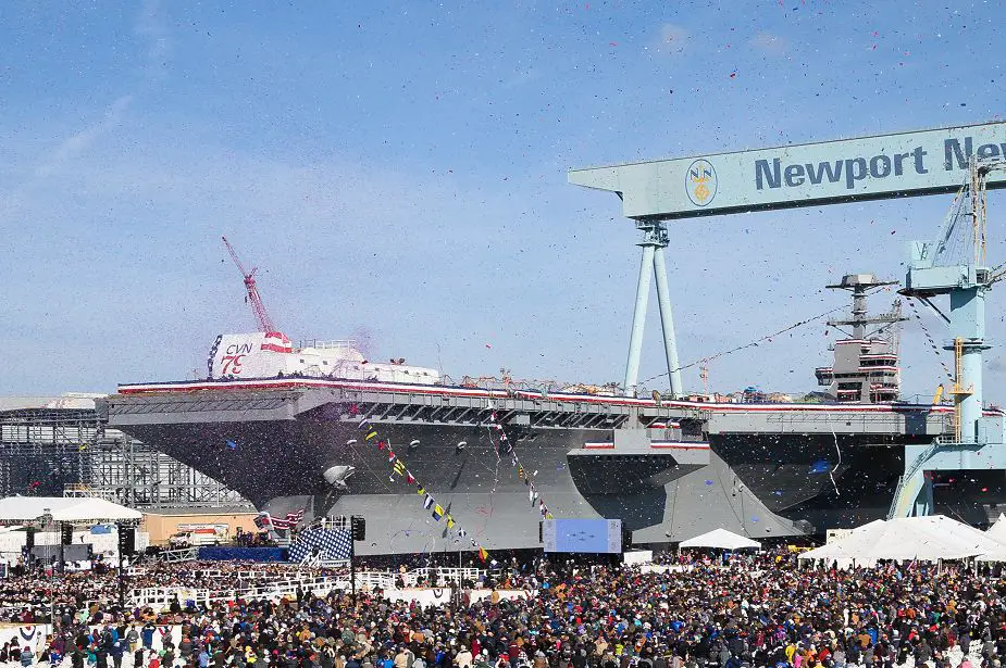 US Navy USS John F Kennedy CVN 79 Gerald R Ford class aircraft carrier was christened on 7 December 2019 925 001