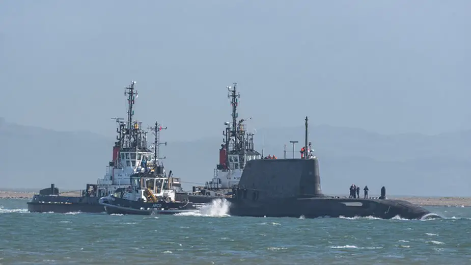 HMS Audacious attack submarine sets sail for her home base