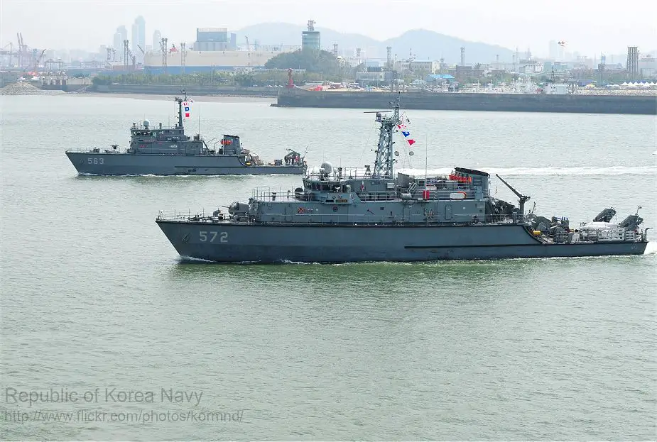 Navy of South Korea has launched 4th Yangyang class minesweeper ship Namhae MSH 575 925 001