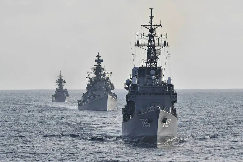 India and Japan navies conduct sea training exercise at the Indian Ocean