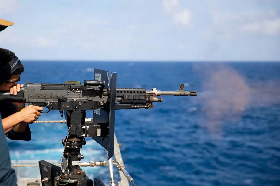 US Navy crew of USS Sioux City LCS conducts live fire qualification exercise 925 002