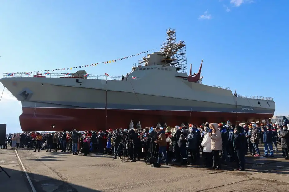 وضع حوض بناء السفن الروسي فيبورغ سفينة حرس السواحل من فئة بورجا الجليدية للمشروع 23550925001