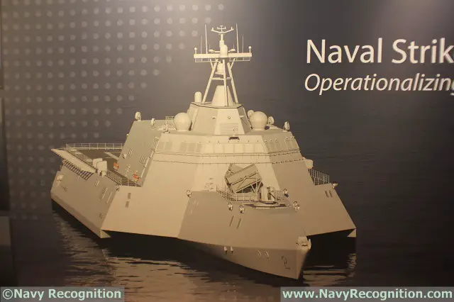 Independence class LCS image with 8x NSM as seen on Kongsberg's booth during SNA 2016.