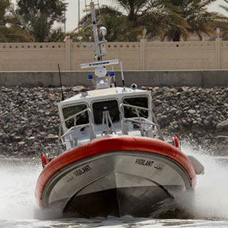 Kvichak Marine's Response Boat Medium (RB-M) is a 13.7 meter fast patrol boat operated by the US Coast Guard for Maritime Security, Homeland Security and SAR missions. It is capable of speeds in excess of 40 knots and is self-righting in all conditions.