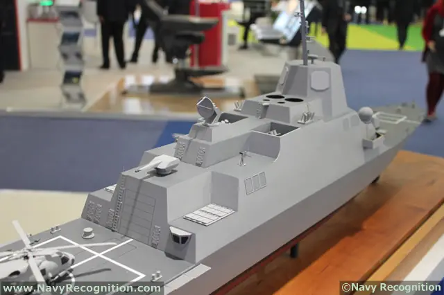 Scale model of Lockheed Martin's Multi-Mission Combatant shown during Euronaval. In this configuration, the "export LCS" is fitted with 32 MK 41 VLS