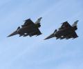 A pair of Rafale M on their way to their mission area. The Rafale on the left is fitted with AASM 